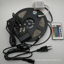 DC 12V 5M 10M 5050 SMD RGB LED Strip light IP20 / IP65 waterproof LED lamp Tape + 3A power supply Adapter + IR Remote controlle